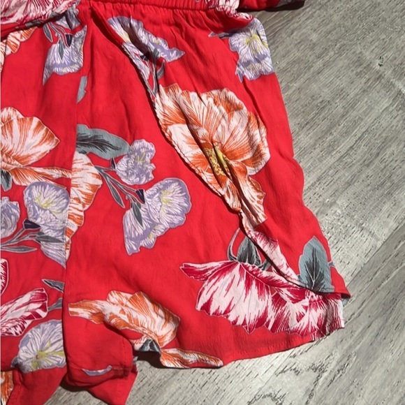 Cupcakes and Cashmere Red Astra Printed Crepe Ruffled Romper - Picture 7 of 14